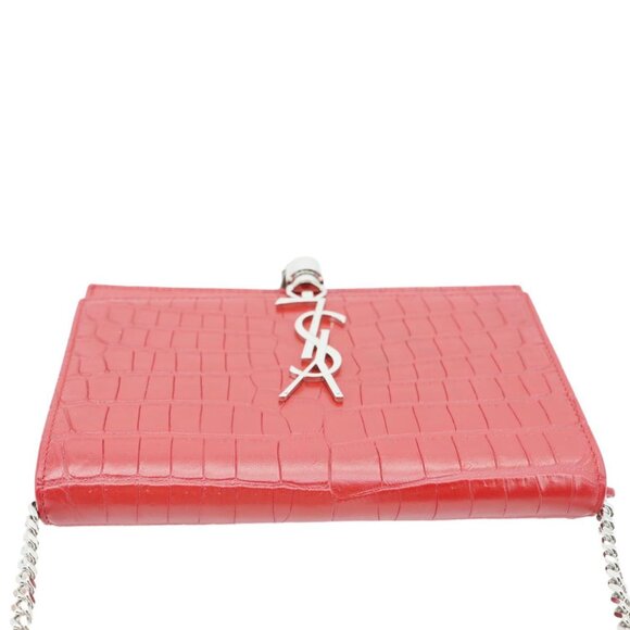 Yves Saint Laurent  Kate Tassel Crocodile Embossed Leather Crossbody Bag Red - Picture 4 of 12